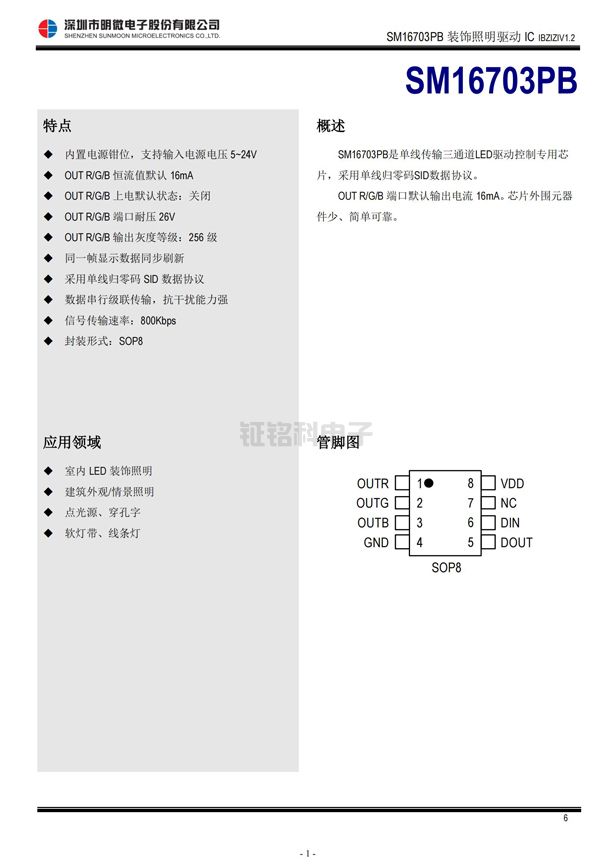 SM16703PBLED智能景观驱动芯片